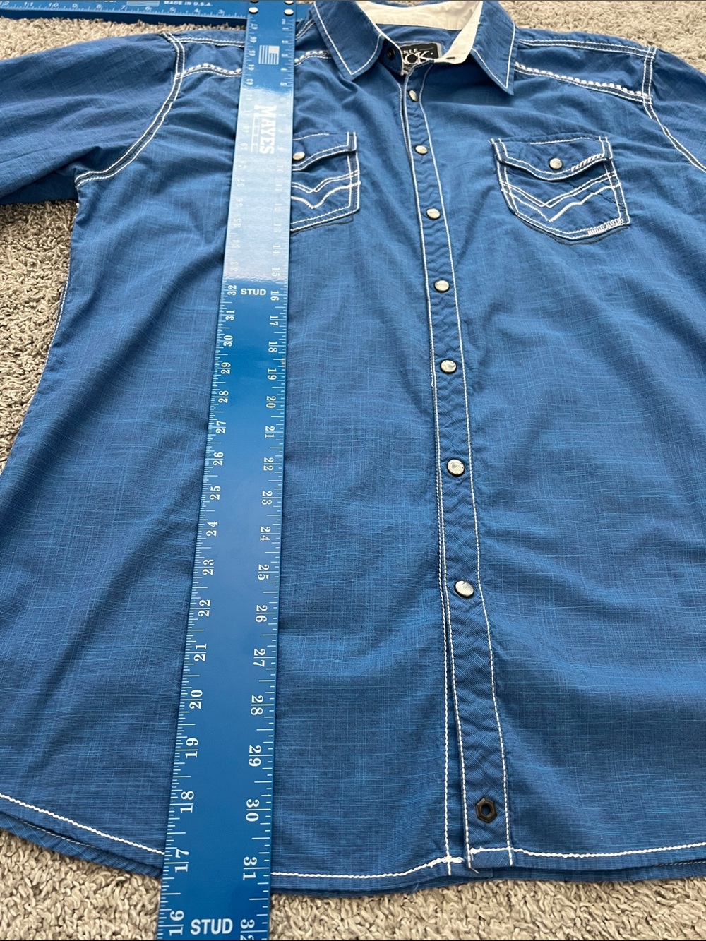 Buckle Black Athletic Fit Blue Western-Style Men's Button-Down Shirt - Size XL - Picture 10 of 14